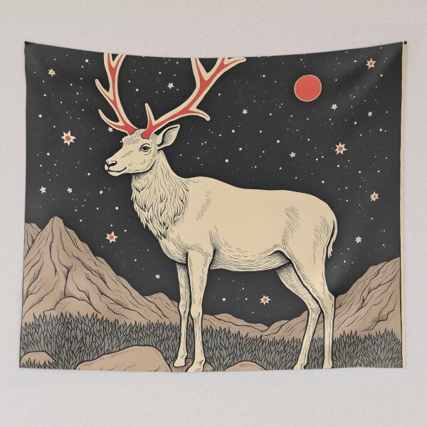 Item preview, Stag with Red Moon designed and sold by HabitableMoons.
