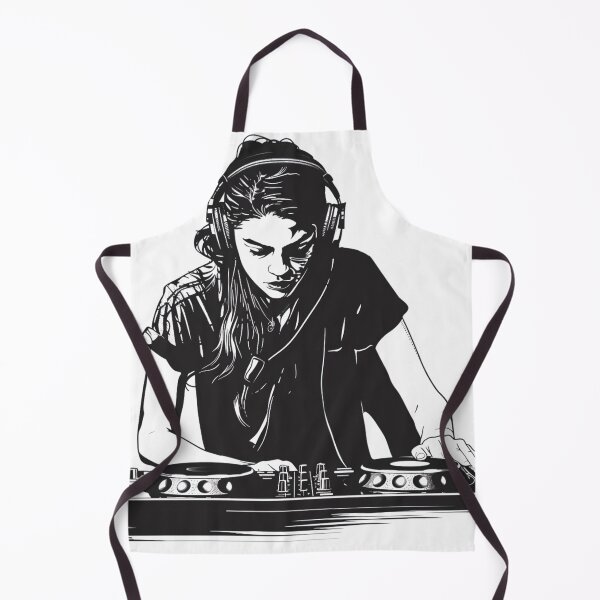 Artikelvorschau, Monochrome weibliche DJ Mixing auf Plattenspielern entworfen und verkauft von jgvisualarts.