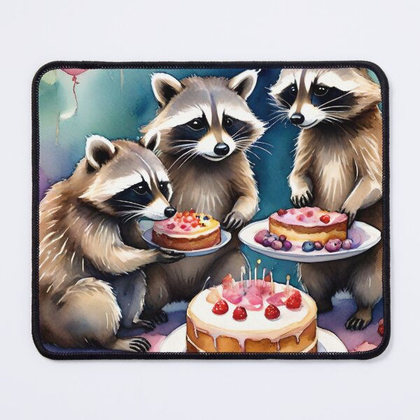 Item preview, Raccoons Having a Watercolor Birthday Party designed and sold by Ciervo Primavera.