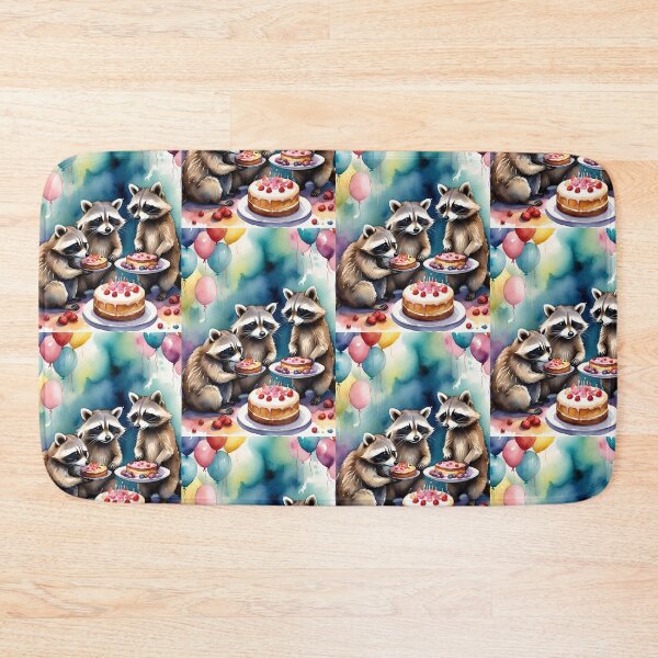 Item preview, Raccoons Having a Watercolor Birthday Party designed and sold by Ciervo Primavera.
