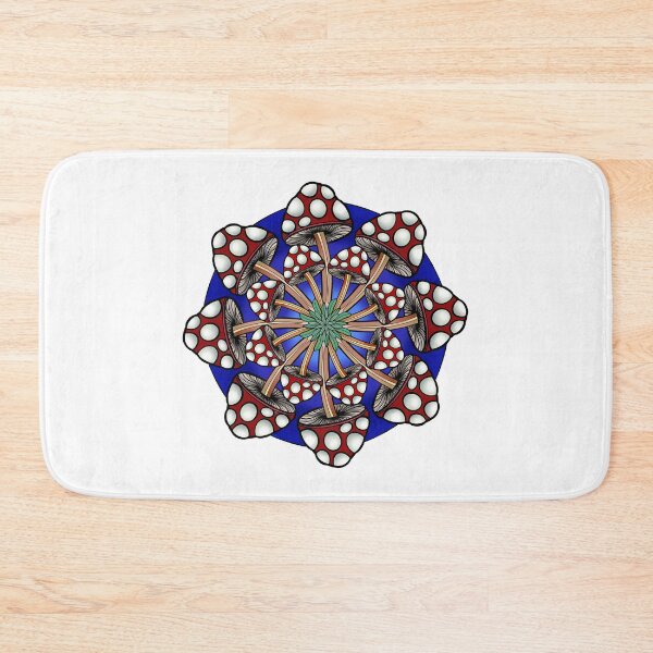 Item preview, Red Mushroom Mandala with blue background designed and sold by DaveDanchuk.
