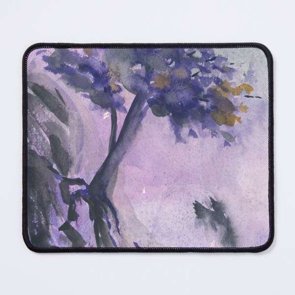 Item preview, Dramatic Cliffside Painting with Purple Flowers and Crow designed and sold by Valerie Englehart.
