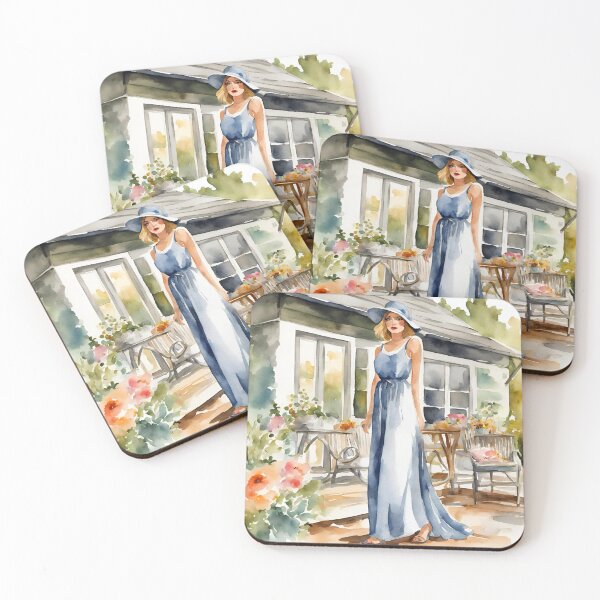 Item preview, Chic Watercolor Woman Relaxing on Cottage Patio 3 designed and sold by Tom-Johnson.