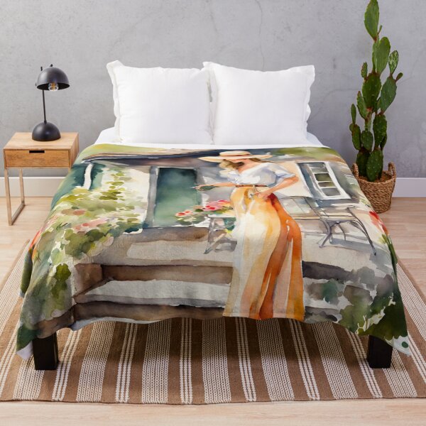 Item preview, Chic Watercolor Woman Relaxing on Cottage Patio 4 designed and sold by Tom-Johnson.
