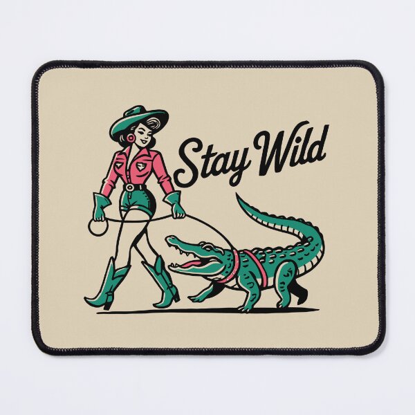 Artikelvorschau, STAY WILD - Country Cowgirl Walking Alligator Lustige Vintage entworfen und verkauft von Darling DeDe.