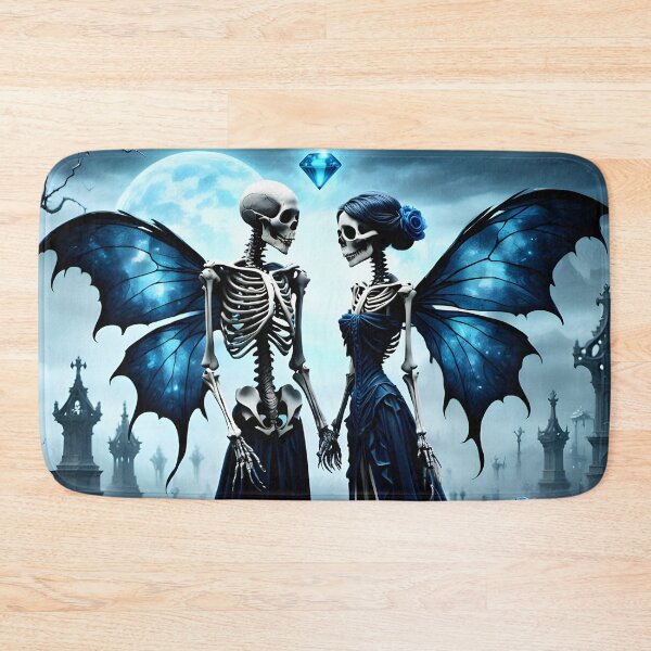 Item preview,  Fairy Skeleton Couple with blue roses designed and sold by GothicRubette.
