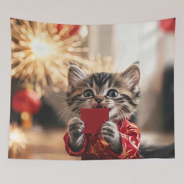 Item preview, New Year Kitten Charm designed and sold by NomadicDreamer.