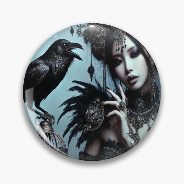Item preview, AI generated princess with her crow familliar designed and sold by AI-this-is-AI.