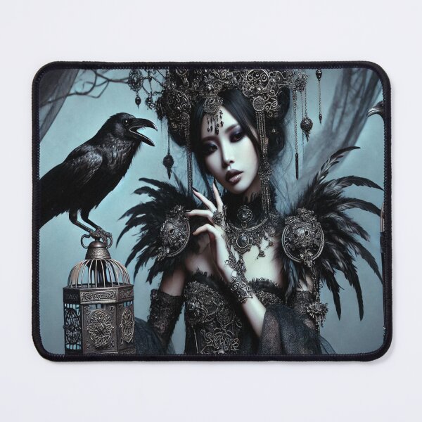 Item preview, AI generated princess with her crow familliar designed and sold by AI-this-is-AI.
