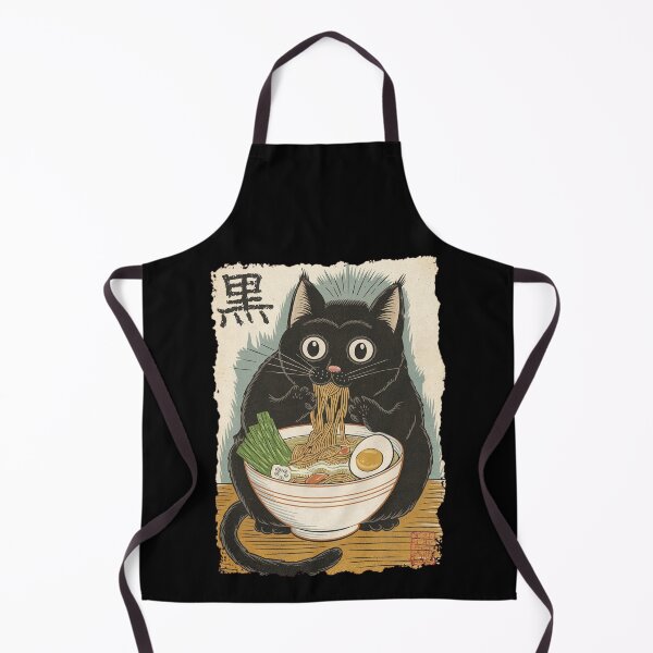 Artikelvorschau, Lustige Ramen-Katze, Kawaii, schwarze Katze, japanische Ästhetik, Ukiyo-e, grafische Kunst entworfen und verkauft von Damcoc.