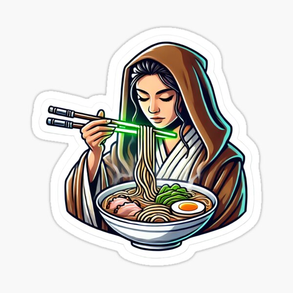 Vista previa del artículo con la obra «Maestro Jedi del Ramen», diseñado y vendido por JuJuStickerShop.
