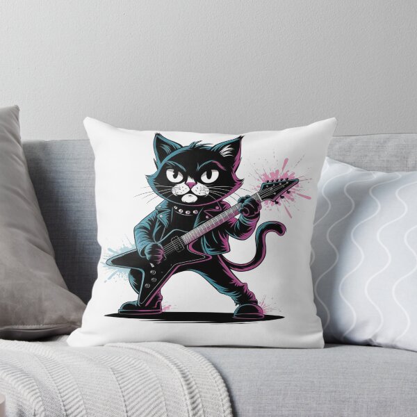Item preview, Funny Black Cat Guitar Rock Star Rock and Roll T-Shirt designed and sold by boundlessly2art.