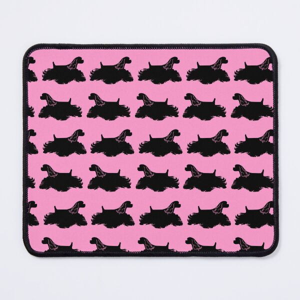 Item preview, American Cocker Spaniel Silhouettes Pattern in Black and Pink designed and sold by Spinyflowerart.