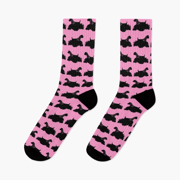 Item preview, American Cocker Spaniel Silhouettes Pattern in Black and Pink designed and sold by Spinyflowerart.