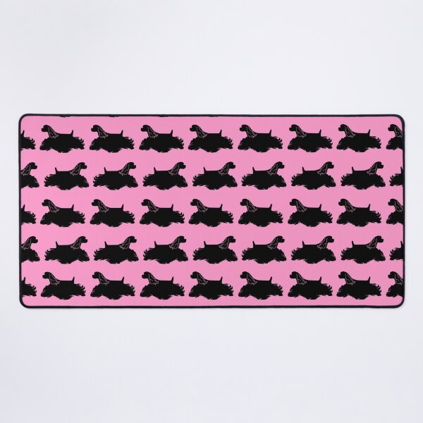 Item preview, American Cocker Spaniel Silhouettes Pattern in Black and Pink designed and sold by Spinyflowerart.