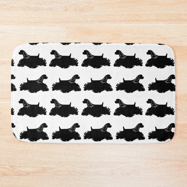 Item preview, American Cocker Spaniel Silhouettes Pattern in Black and White designed and sold by Spinyflowerart.