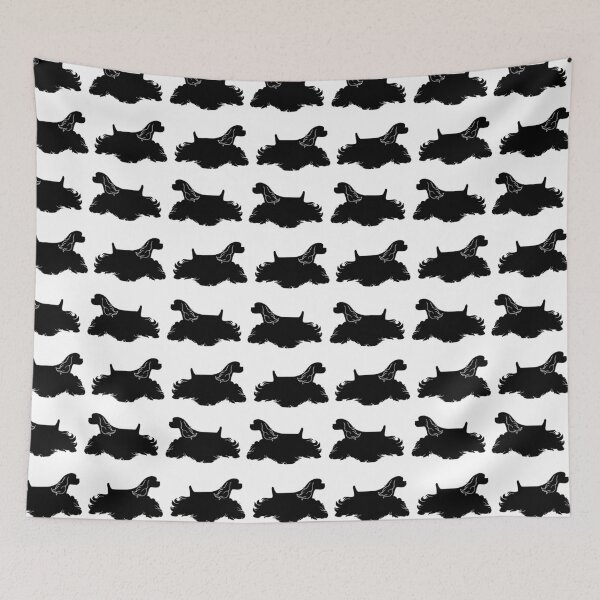 Item preview, American Cocker Spaniel Silhouettes Pattern in Black and White designed and sold by Spinyflowerart.