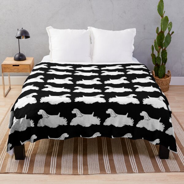 Item preview, American Cocker Spaniel Silhouettes Pattern in White and Black designed and sold by Spinyflowerart.