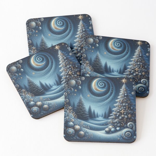 Item preview, Blue And Gold Themed Starry Night Sky Magical Winter Christmas Night  designed and sold by DrewRomeoCo.