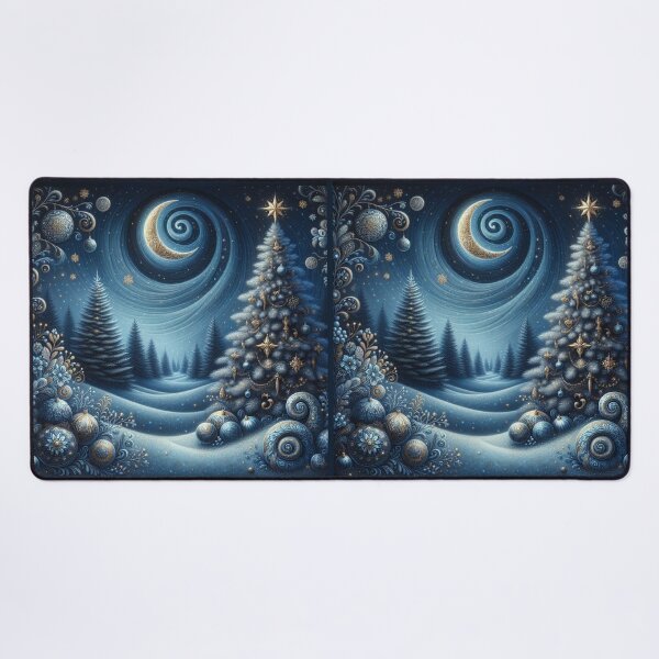 Item preview, Blue And Gold Themed Starry Night Sky Magical Winter Christmas Night  designed and sold by DrewRomeoCo.