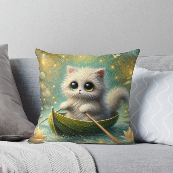 Artikelvorschau, Monet flauschige weiße Katze auf Seerosenteich entworfen und verkauft von retrosquid.