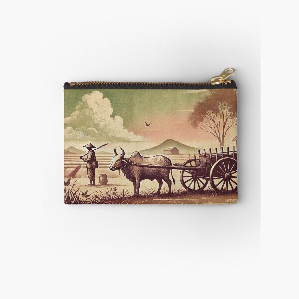 Item preview, Rural Farmer with Ox-Drawn Cart in Countryside designed and sold by Koalangel.