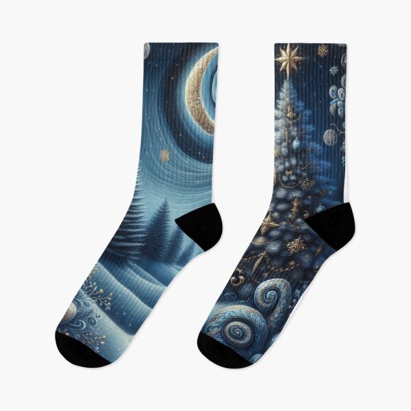 Item preview, Blue And Gold Themed Starry Night Sky Magical Winter Christmas Night  designed and sold by DrewRomeoCo.