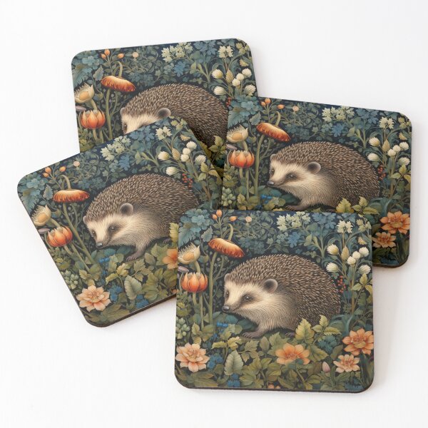 Item preview, Hedgehog in a William Morris Style Garden designed and sold by AntiqueImages.