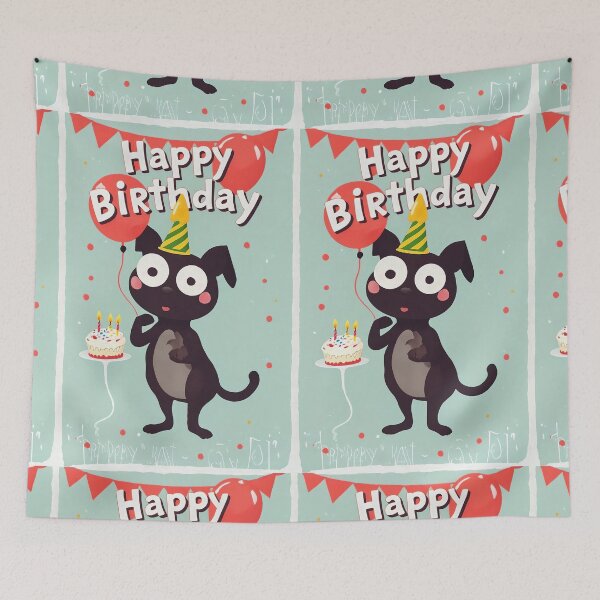 Item preview, Happy Birthday Celebration - Cute Cartoon Dog with Cake and Balloons designed and sold by Mido-artister.