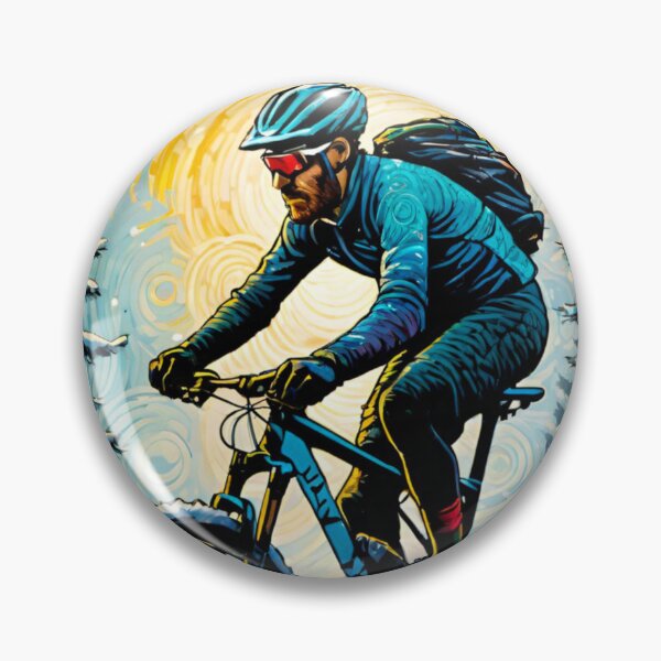 Item preview, Mountain Biker Riding Through Snowy Trails designed and sold by GrizzlyCollective.
