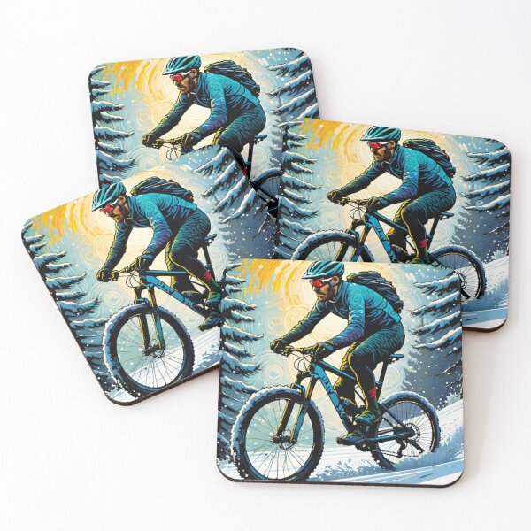Item preview, Mountain Biker Riding Through Snowy Trails designed and sold by GrizzlyCollective.