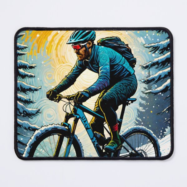 Item preview, Mountain Biker Riding Through Snowy Trails designed and sold by GrizzlyCollective.