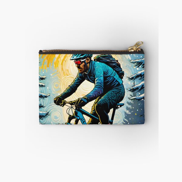 Item preview, Mountain Biker Riding Through Snowy Trails designed and sold by GrizzlyCollective.
