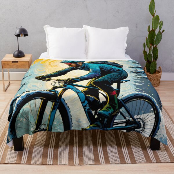 Item preview, Mountain Biker Riding Through Snowy Trails designed and sold by GrizzlyCollective.