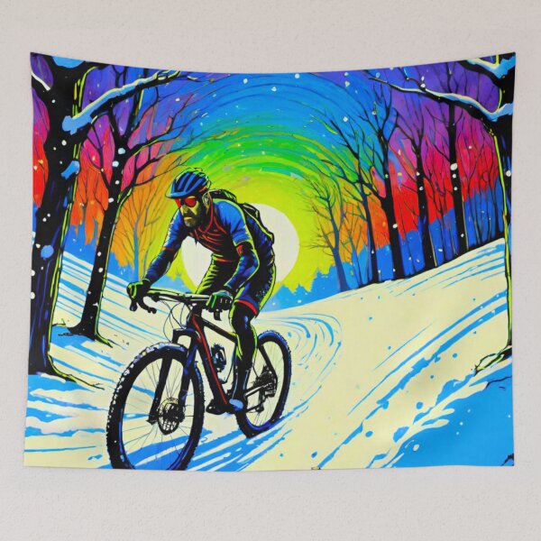 Item preview, Snowy Adventure: Mountain Biker Shreds the Snow designed and sold by GrizzlyCollective.