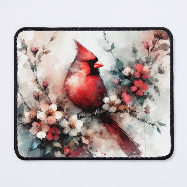 Item preview, Red Cardinal Water Color, Wild Flowers,  designed and sold by DrewRomeoCo.