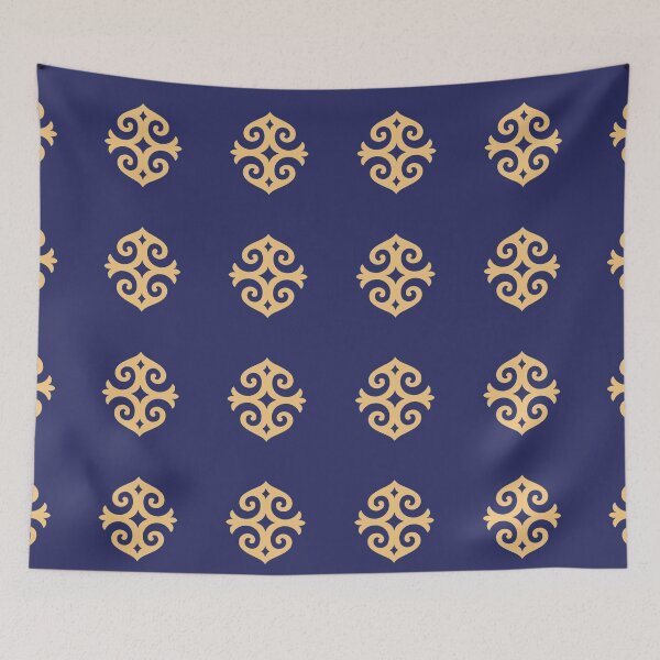 Item preview, Kazakh ornament in beige and dark blue designed and sold by Artyerke.