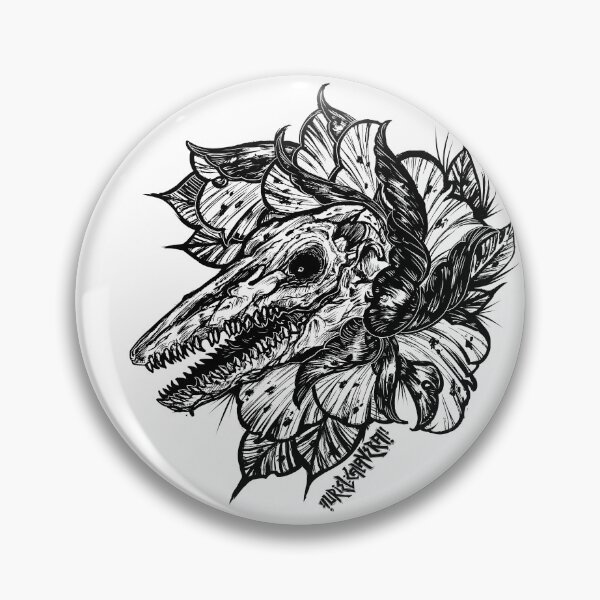 Item preview, mosasaur skull black line art designed and sold by UrielCalavera.