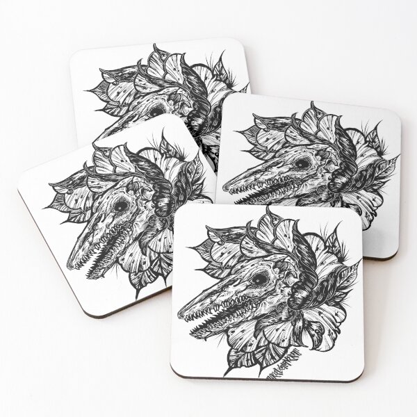 Item preview, mosasaur skull black line art designed and sold by UrielCalavera.
