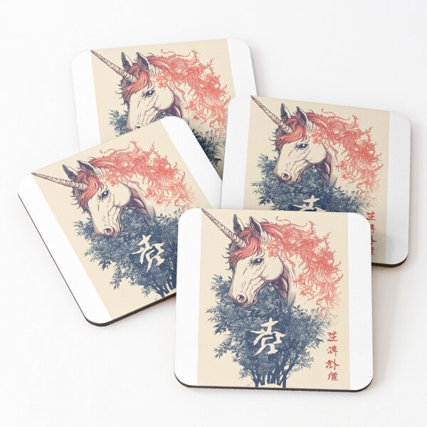 Item preview, Unicorn with Leafy Patterns 森の精霊 designed and sold by PrintsByFrank.