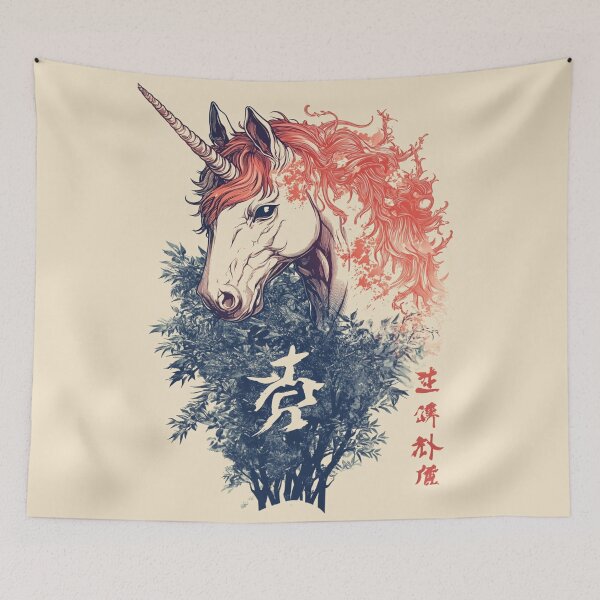 Item preview, Unicorn with Leafy Patterns 森の精霊 designed and sold by PrintsByFrank.
