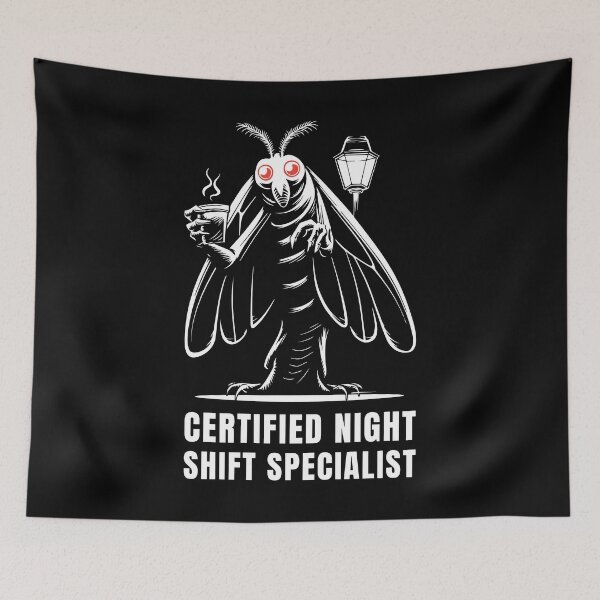 Item preview, Certified Night Shift Specialist Mothman Cryptid Paranormal Humor designed and sold by Designer-Girl.