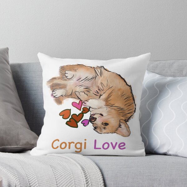 Item preview, Corgi Love with hearts, white background  designed and sold by MonicaArtist.
