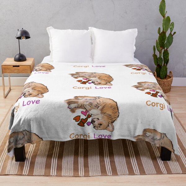 Item preview, Corgi Love with hearts, white background  designed and sold by MonicaArtist.