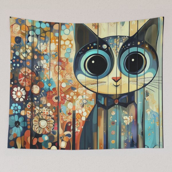 Item preview, Big Eye cat design, "Bow Tie & Blossoms"  designed and sold by Shoot-The-Moon.