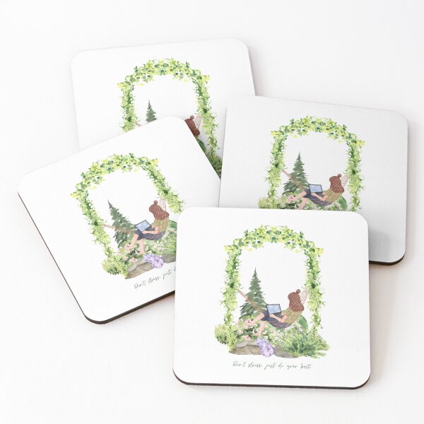 Item preview, Don't stress, just do your best watercolor girl garden designed and sold by KateAngelaArt.