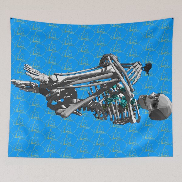 Item preview, Skeleton with blue roses and crow designed and sold by m-yoga-store.