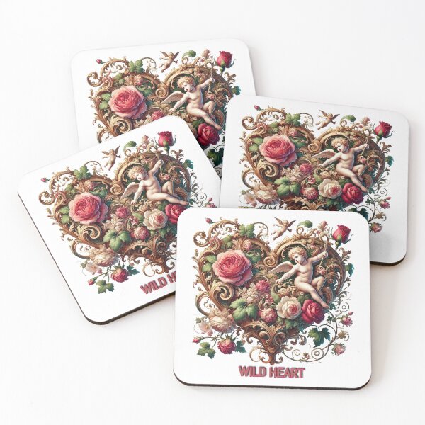 Item preview, Wild heart. Wild heart with flowers and cherub in rococo style. designed and sold by Osintown.