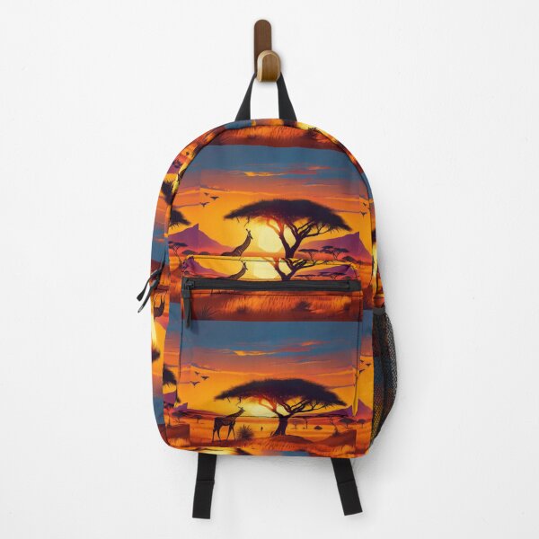 Item preview, African Savannah Sunset with Giraffe - Wildlife Scenic Art designed and sold by RaiyaTees.