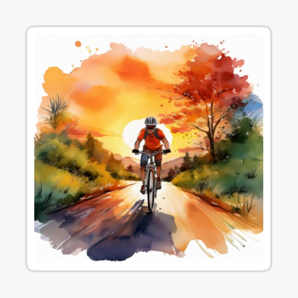 Item preview, Autumn Cyclist Adventure – Scenic Watercolour Bike Ride designed and sold by RaiyaTees.
